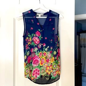 Beautiful flower garden sleeveless blouse